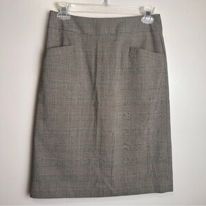 Banana Republic Plaid Pencil Career Skirt Pockets Lined Size 2 NWOT Tan, Aqua
